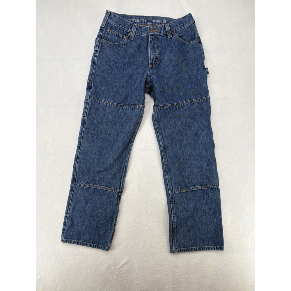Carhartt Relaxed Fit Double Front Double Knee Utility Denim Jeans Blue 30x30